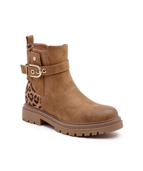 Bottines camel et léopard Savanah