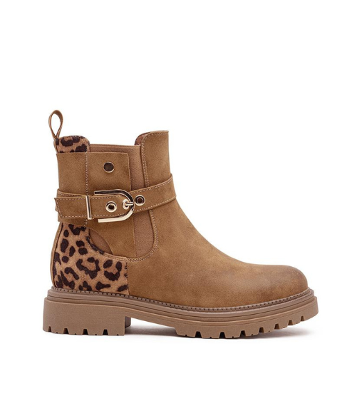 Bottines camel et léopard Savanah