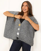 Gilet oversize Lola Flower avec maxi boutons gris