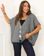Gilet oversize Lola Flower avec maxi boutons gris
