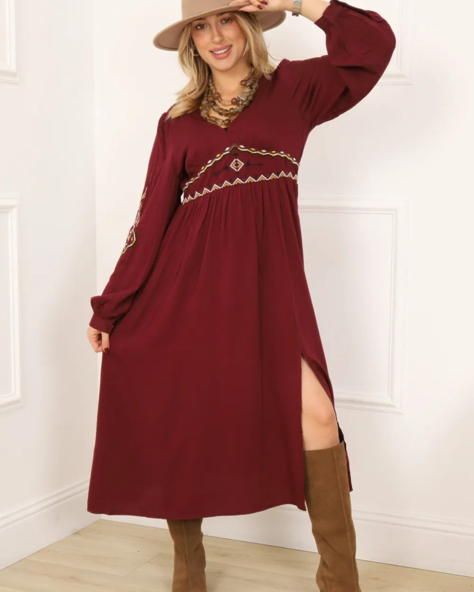 Robe longue Ranchy bordeaux