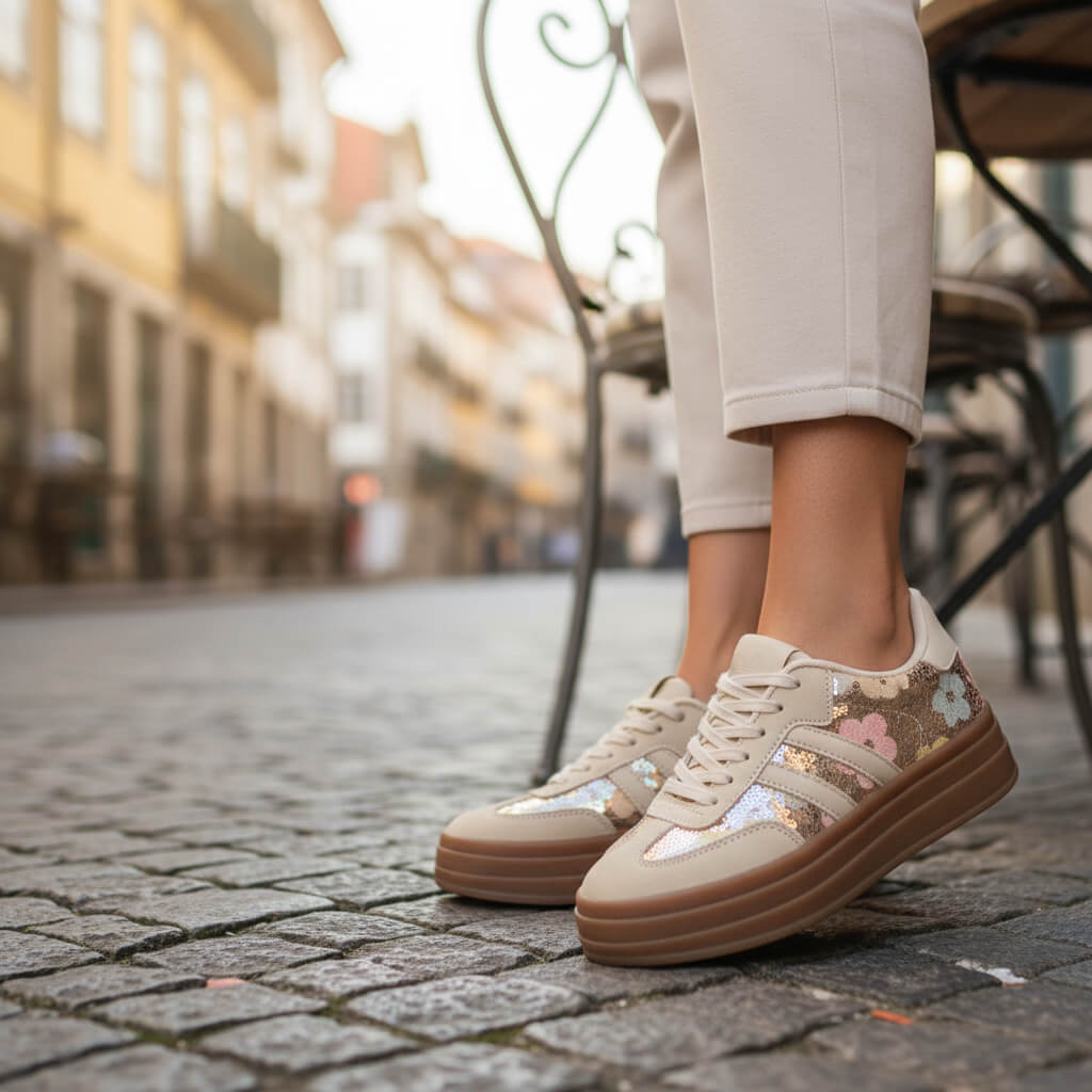 Basket Almeya à Plateforme Taupe