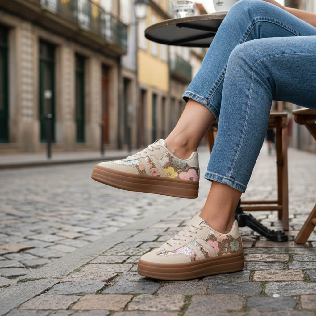 Basket Almeya à Plateforme Taupe