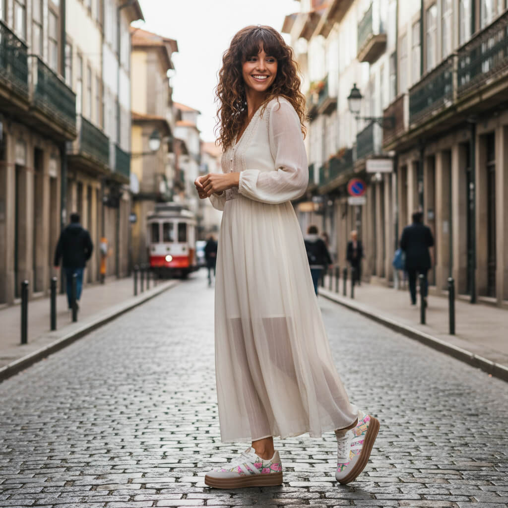 Basket Almeya à Plateforme Beige