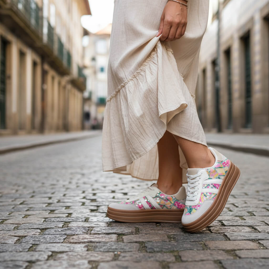 Basket Almeya à Plateforme Beige