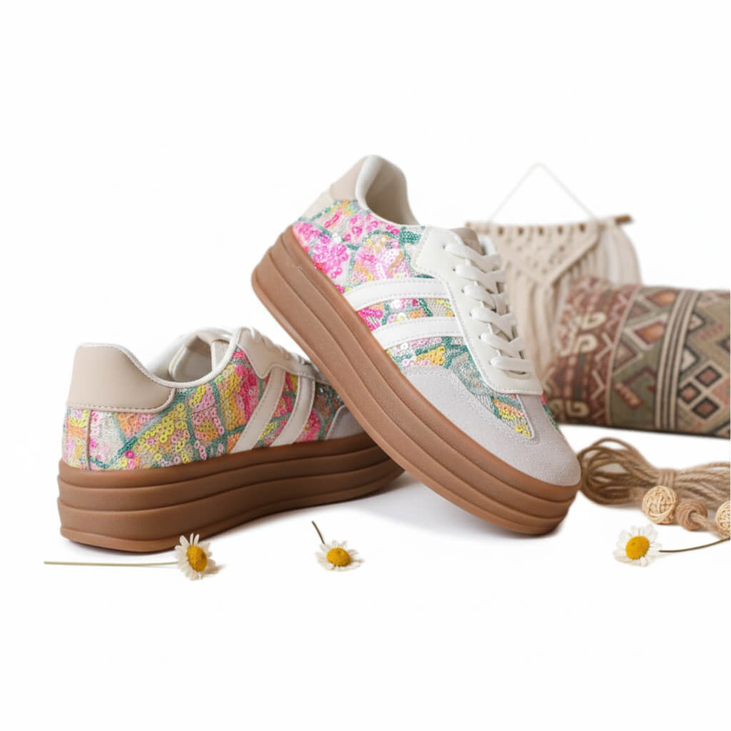 Basket Almeya à Plateforme Beige