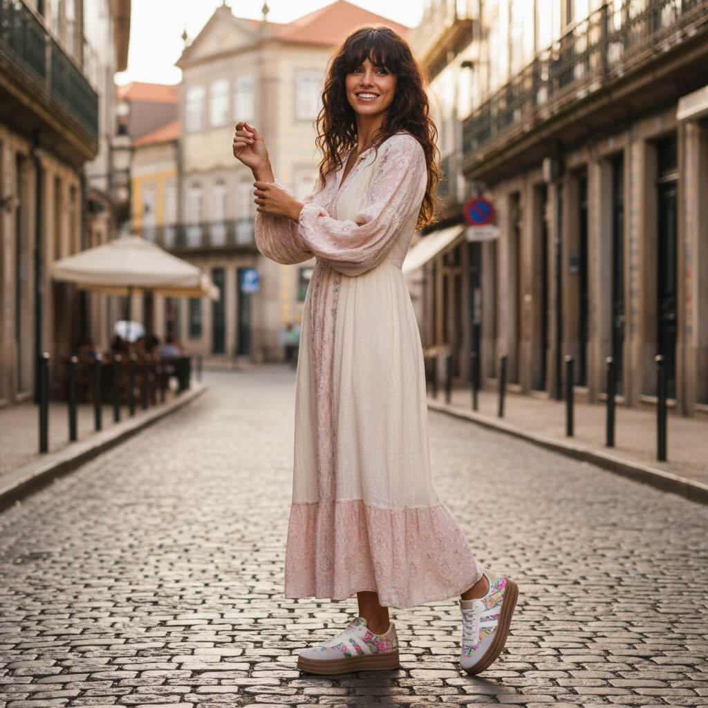 Basket Almeya à Plateforme Beige