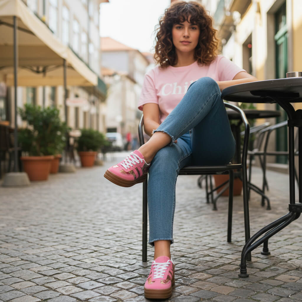 Basket Almeya à Plateforme Rose