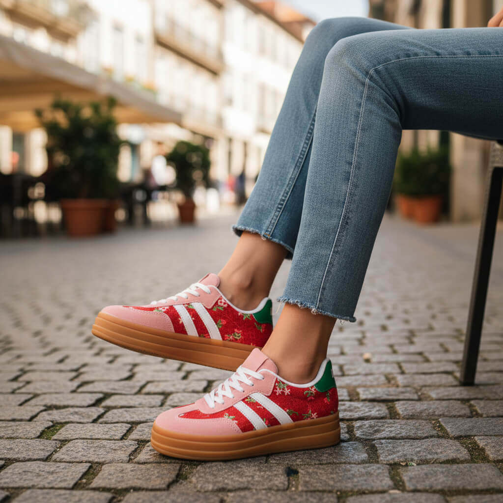 Basket Almeya à Plateforme Rouge