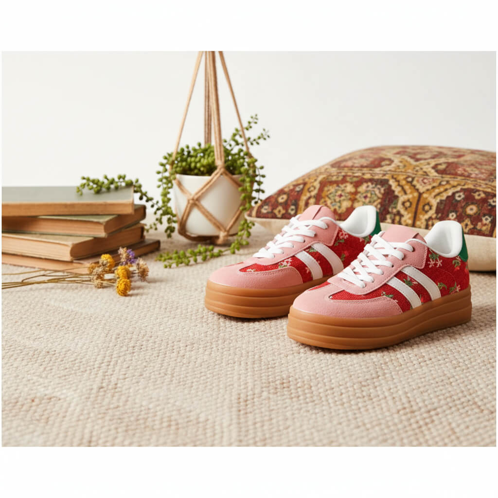 Basket Almeya à Plateforme Rouge