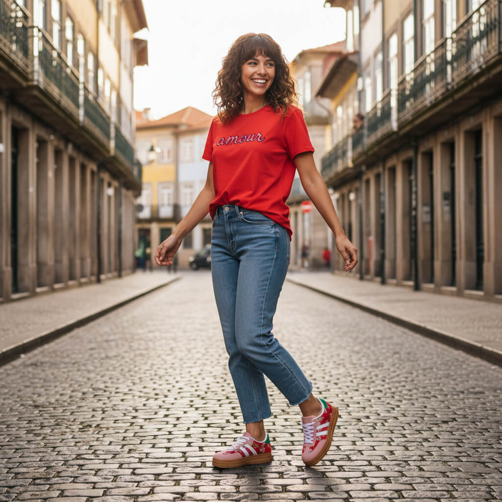 Basket Almeya à Plateforme Rouge