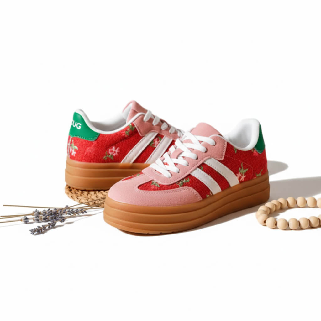 Basket Almeya à Plateforme Rouge