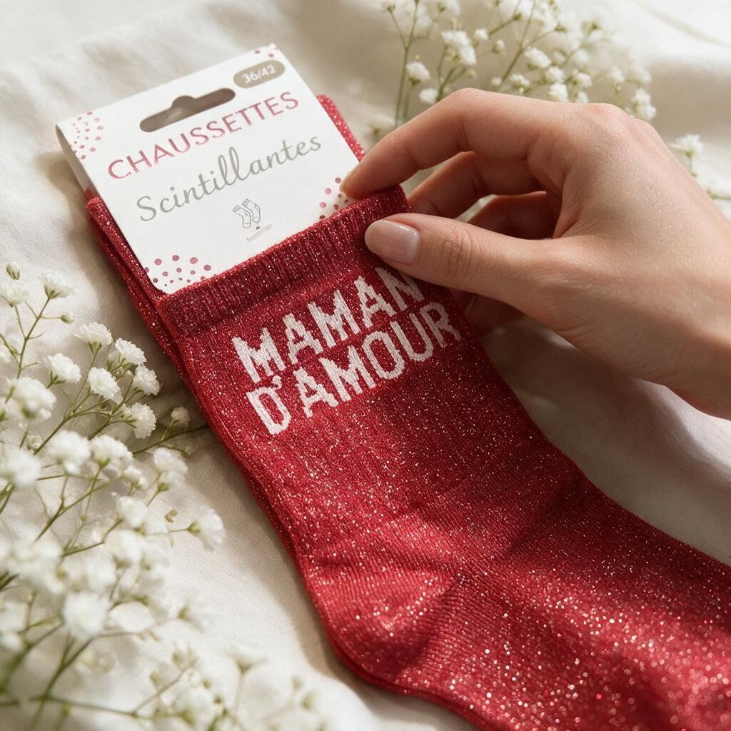 Chaussette Paillettes Maman D'Amour