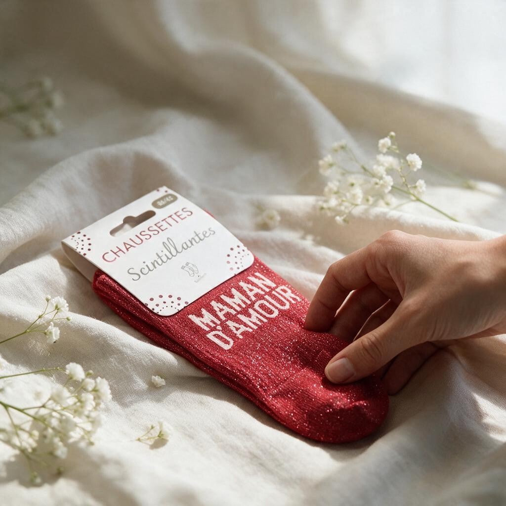 Chaussette Paillettes Maman D'Amour