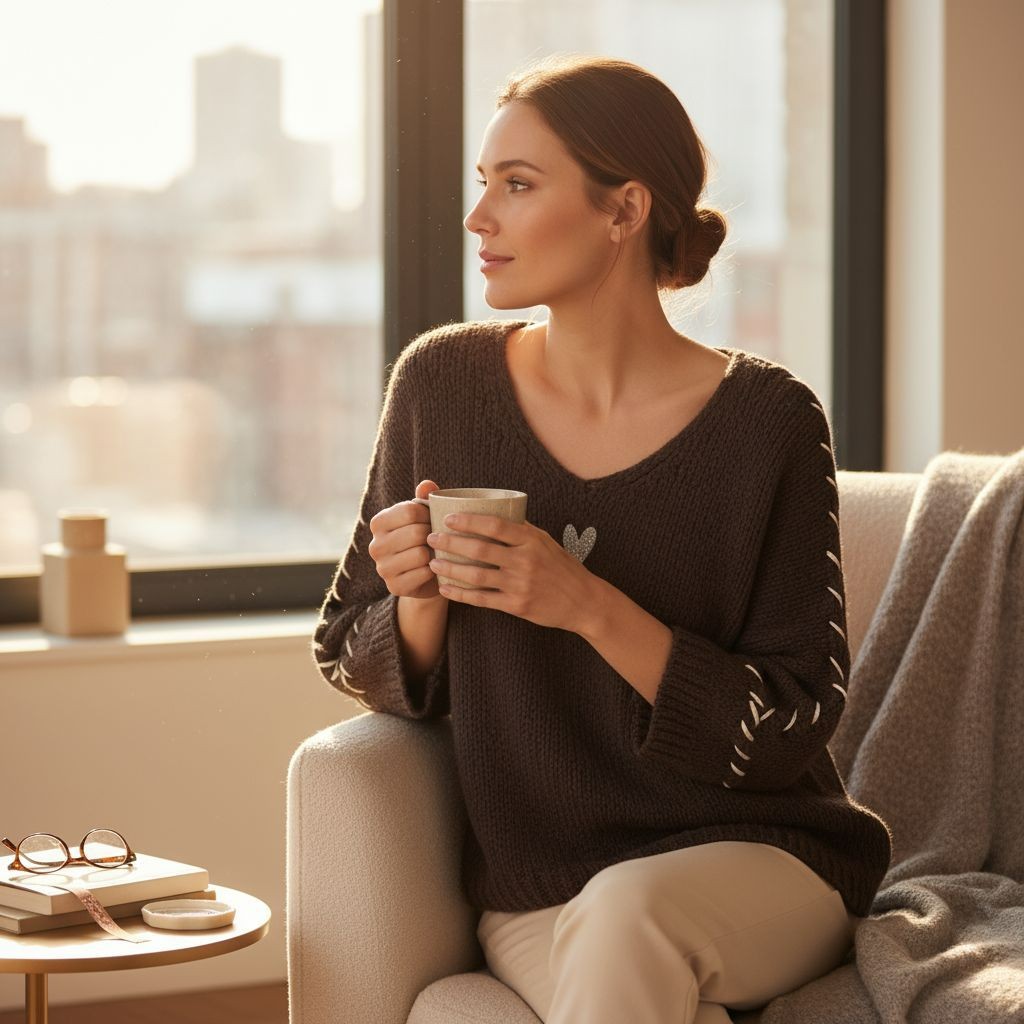 pull bohème femme, pull maille douce, pull cœur brodé, pull oversize femme, pull automne hiver, pull cocooning, pull brun femme, mode bohème chic, Hip’Boh