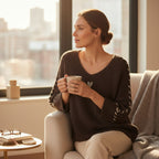 pull bohème femme, pull maille douce, pull cœur brodé, pull oversize femme, pull automne hiver, pull cocooning, pull brun femme, mode bohème chic, Hip’Boh