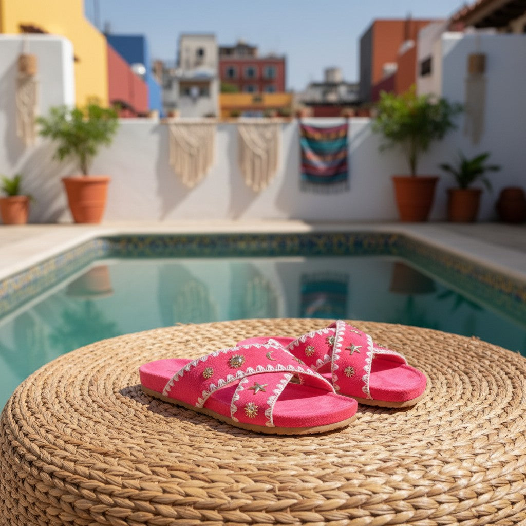 Nus Pieds Rose Fushia Boh