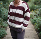 pull femme, pull rayé bohème, pull doux hiver, pull oversize femme, pull cocooning, pull bordeaux femme, pull marron, mode bohème chic, HipBoh, pull tricoté femme