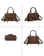 sac bohème chic, sac à main chocolat, sac femme tendance, sac hip boh, sac suédine doré, sac bandoulière bohème, sac de ville femme, mode bohème femme