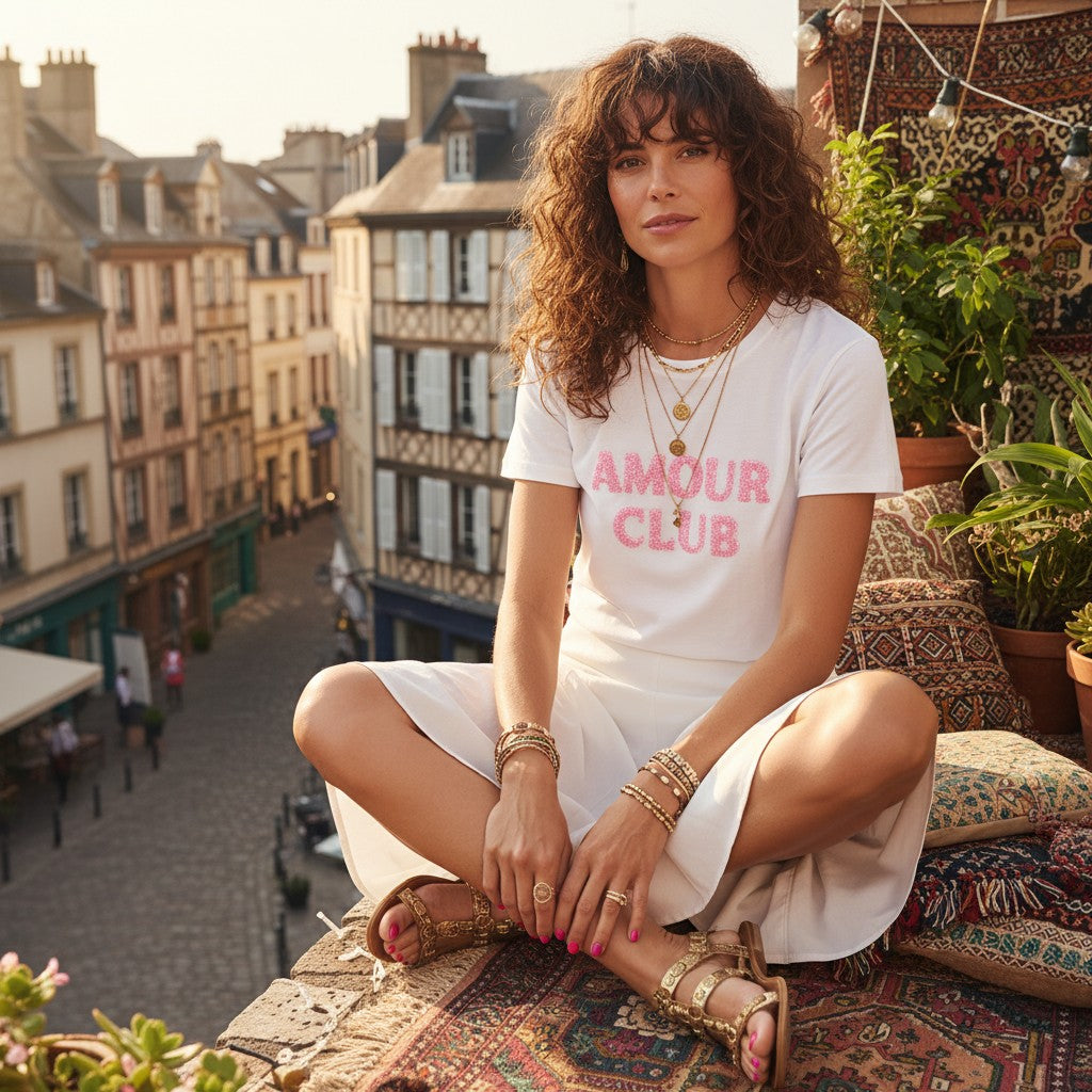 T-shirt Amour Club Rose