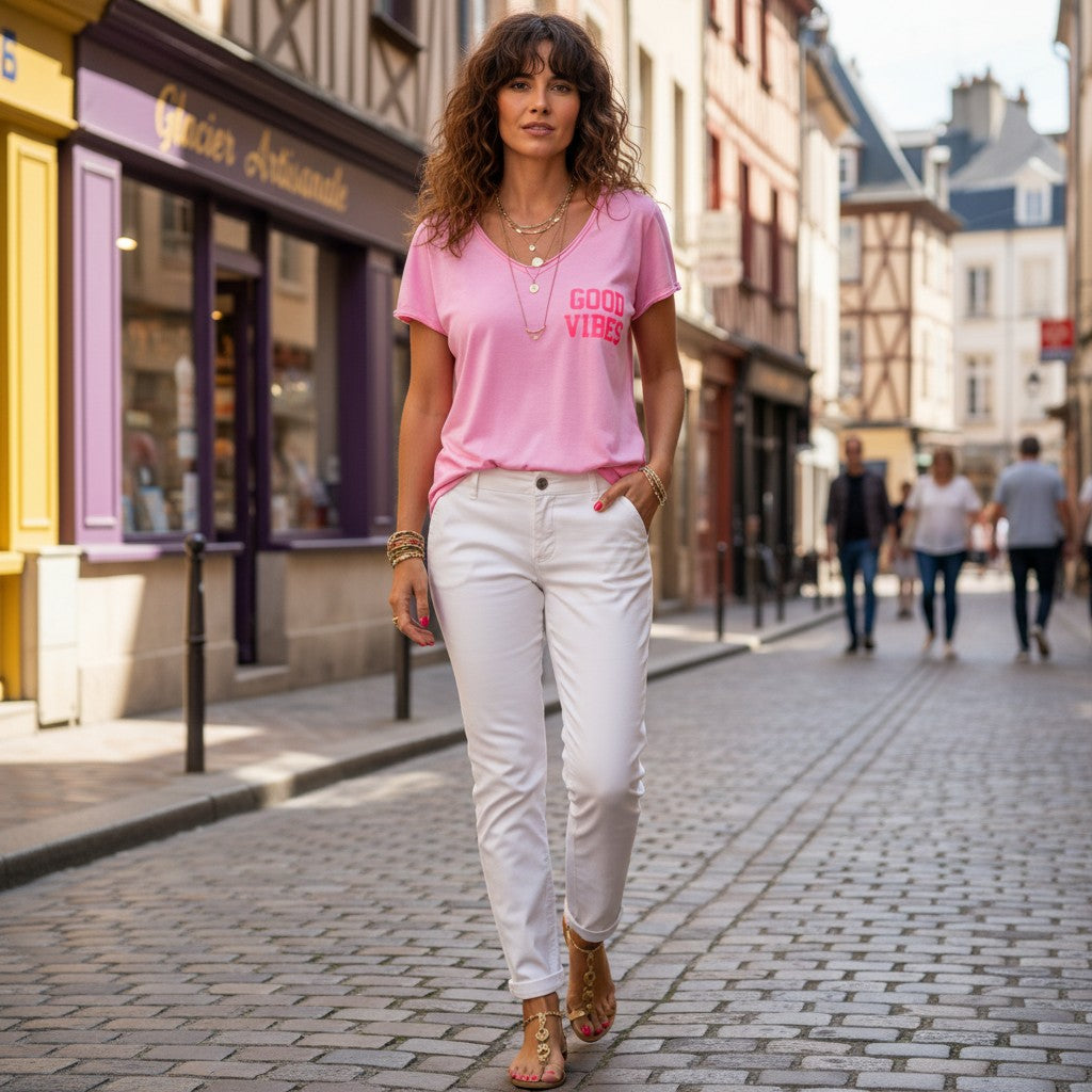 T-shirt Good Vibes Rose