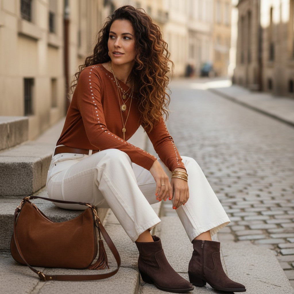 Top Asymétrique Manches Longues & Clous Foxy