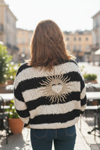 pull femme, pull rayé bohème, pull doux hiver, pull oversize femme, pull cocooning, pull bordeaux femme, pull marron, mode bohème chic, HipBoh, pull tricoté femme