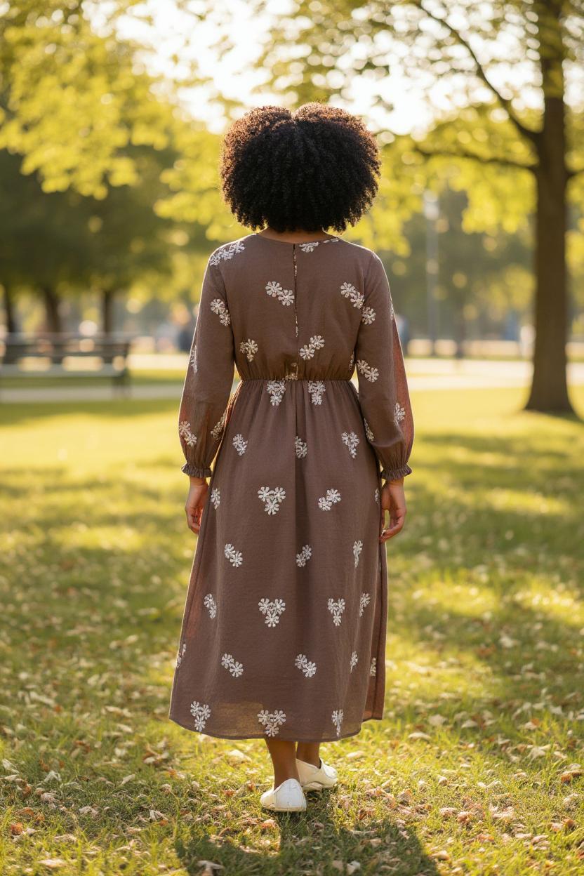 robe longue bohème, robe cache-cœur, robe imprimé feuilles, robe fluide femme, robe bohème chic, robe Hip’Boh, robe Marisol