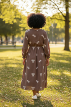 robe longue bohème, robe cache-cœur, robe imprimé feuilles, robe fluide femme, robe bohème chic, robe Hip’Boh, robe Marisol